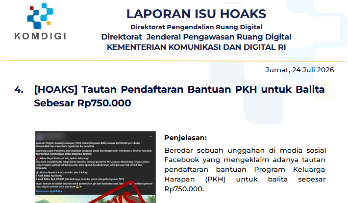 Isu Hoaks & Disinformasi 24 Juli 2026