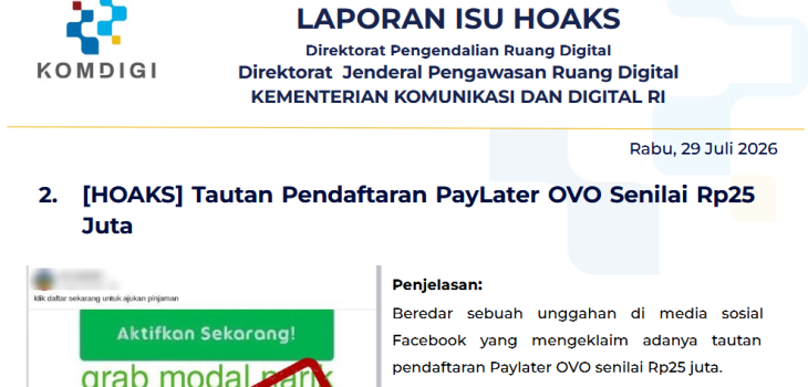 Isu Hoaks & Disinformasi 29 Juli 2026